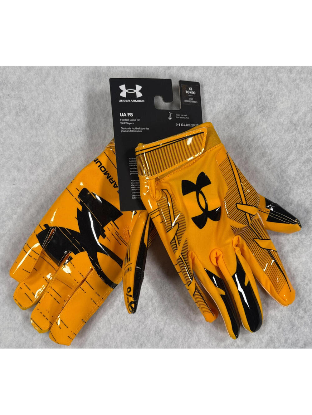 Under Armour UA F8 Football Gloves Mens XL Gold Black‎ GlueGrip Receiver NWT